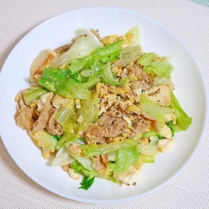 レタスチャンプルー☆豆腐、豚肉、卵☆加熱と生の食感